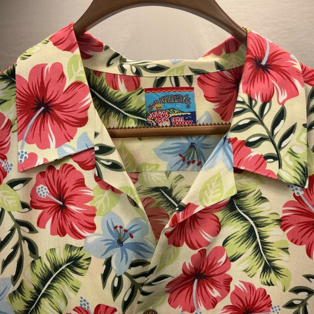 Reyn Spooner Hawaiian Shirt Floral Print Short Sleeve Button Up Aloha Shirt‎